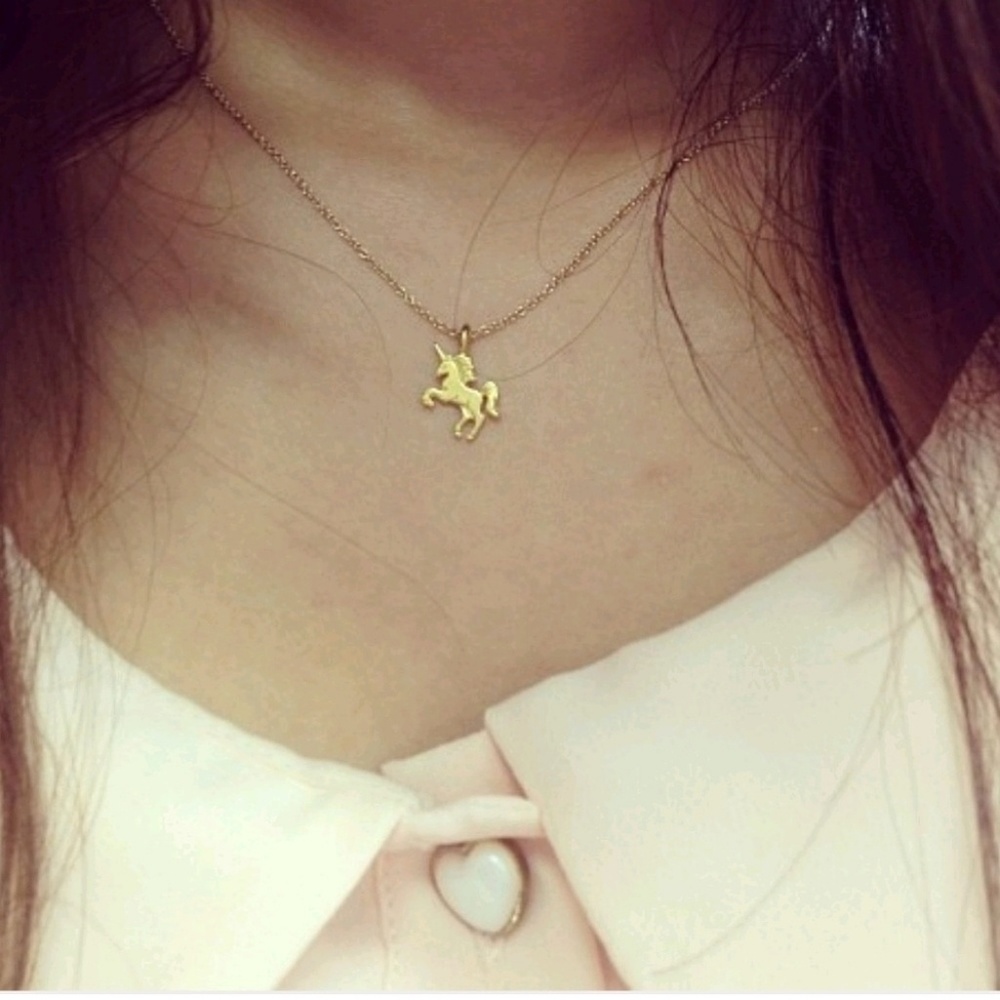 GOLD DIPPED UNICORN CHOKER DAINTY NECKLACE